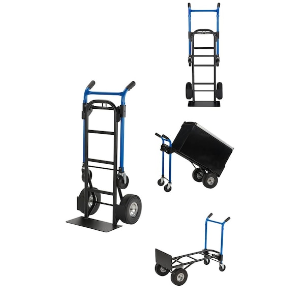 Convertible Hand Truck, 4in1 Qck Chng, 10 Pneumatic Tires, 800Lbs